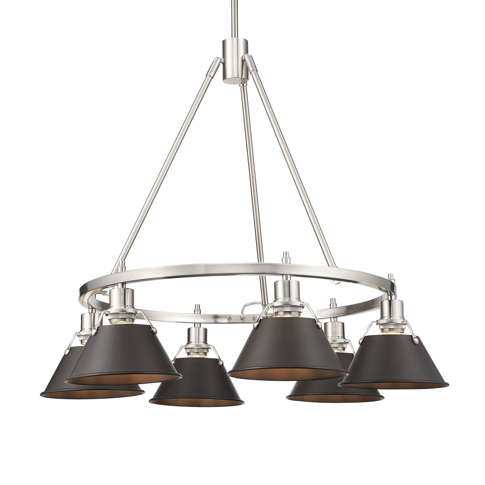 Yep by Golden Lighting Orwell 6-light Chandelier in Pewter and Rubbed Bronze shade